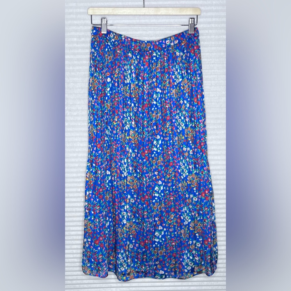 Rachel Zoe Midi Floral Bright Pleaded Midi Skirt Size Small Cottage Core Boho
